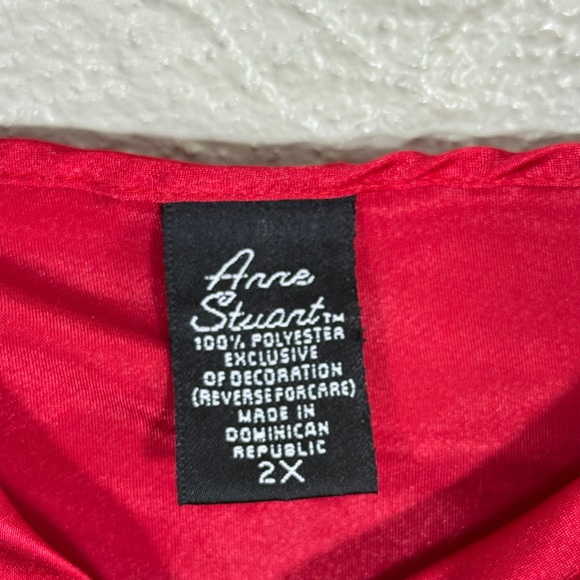 Vtg 90s Anne Stuart Red Satin Chemise 2X Sleepwear‎ Lingerie Intimates Nightgown - Picture 8 of 10